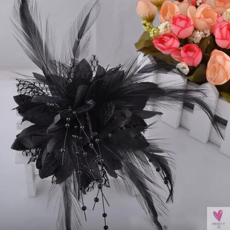 Women's Fashion Flower Fascinator - Feather/Bead Hair Clip/Corsage/Brooch Hair Accessories