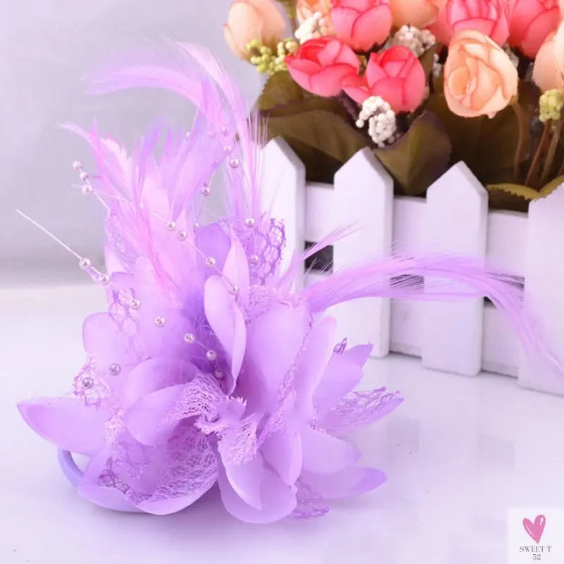 Women's Fashion Flower Fascinator - Feather/Bead Hair Clip/Corsage/Brooch Hair Accessories