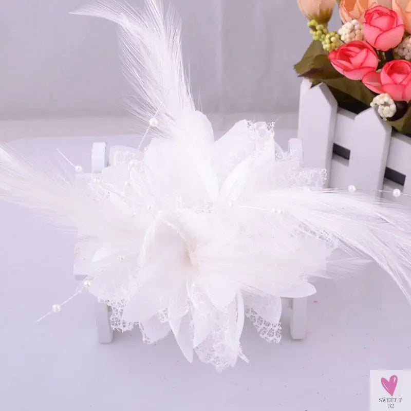 Women's Fashion Flower Fascinator - Feather/Bead Hair Clip/Corsage/Brooch Hair Accessories