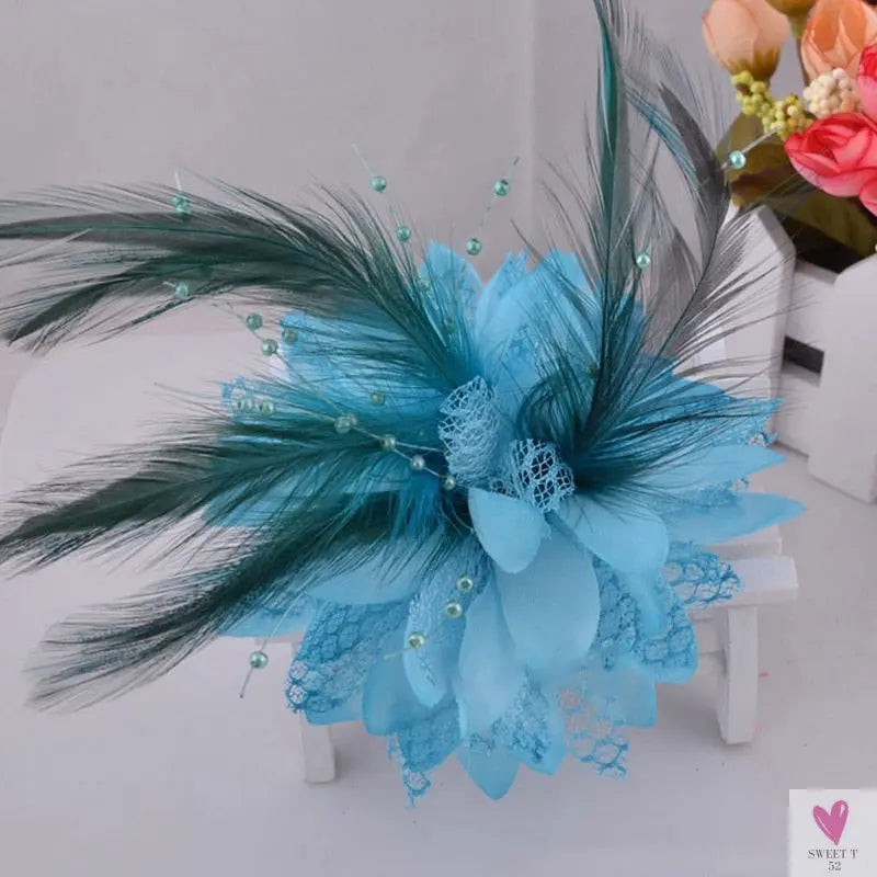 Women's Fashion Flower Fascinator - Feather/Bead Hair Clip/Corsage/Brooch Hair Accessories