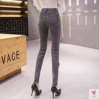 Women's Flower Embroidered Straight leg Jeans - Female Casual Pencil Pants, Straight Leg Jeans