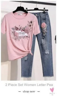 Women's Flower Embroidered Straight leg Jeans - Female Casual Pencil Pants, Straight Leg Jeans