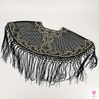 Women's Vintage 1920s Shawl - Beaded/Sequin/Fringe Flapper Bolero, Sheer Floral Embroidery Fancy Cover Up