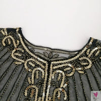 Women's Vintage 1920s Shawl - Beaded/Sequin/Fringe Flapper Bolero, Sheer Floral Embroidery Fancy Cover Up