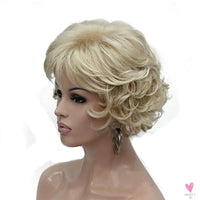 Women's Wig - 2 Tone Grey White Ombre Synthetic Short Layered Curly Hair Wig with Puffy Bangs