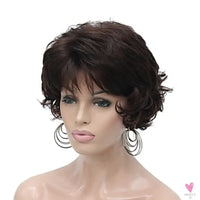 Women's Wig - 2 Tone Grey White Ombre Synthetic Short Layered Curly Hair Wig with Puffy Bangs