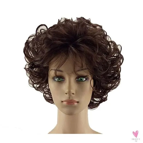Women's Wig - 2 Tone Grey White Ombre Synthetic Short Layered Curly Hair Wig with Puffy Bangs