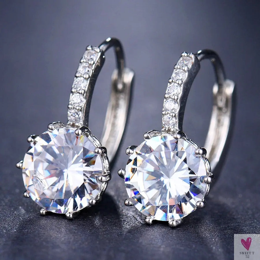 Zirconia Stud Earrings in Gold/Silver Metal - Red, Purple, Pink. Acid Blue, Green & Black - Clip-on Earrings for Women and Girls