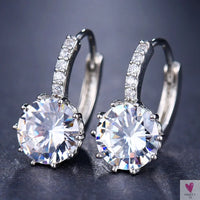 Zirconia Stud Earrings in Gold/Silver Metal - Red, Purple, Pink. Acid Blue, Green & Black - Clip-on Earrings for Women and Girls