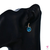 Zirconia Stud Earrings in Gold/Silver Metal - Red, Purple, Pink. Acid Blue, Green & Black - Clip-on Earrings for Women and Girls