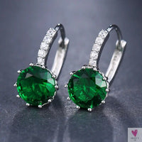 Zirconia Stud Earrings in Gold/Silver Metal - Red, Purple, Pink. Acid Blue, Green & Black - Clip-on Earrings for Women and Girls