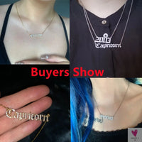 Zodiac Necklace For Women - 12 Constellation Crystal English Letter Choker Necklace