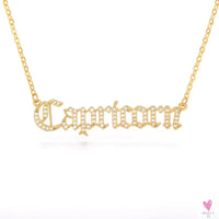 Zodiac Necklace For Women - 12 Constellation Crystal English Letter Choker Necklace
