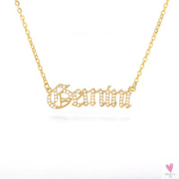 Zodiac Necklace For Women - 12 Constellation Crystal English Letter Choker Necklace