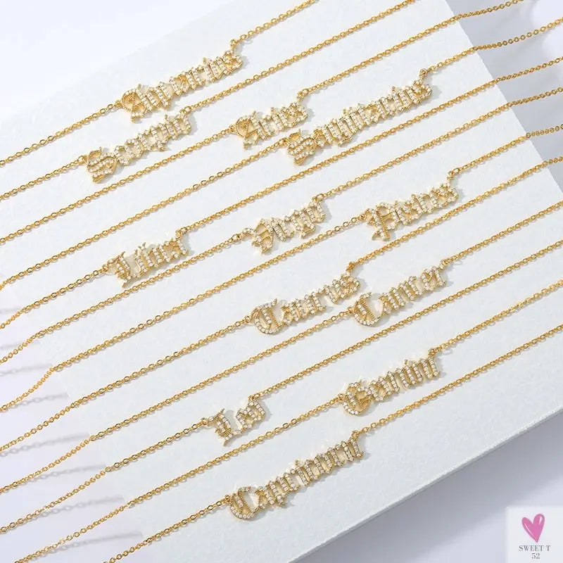 Zodiac Necklace For Women - 12 Constellation Crystal English Letter Choker Necklace