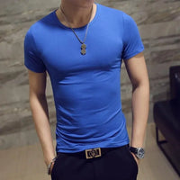 Men's Casual Cotton Jersey T-shirt with V or O-Neck in 10 Solid Colors