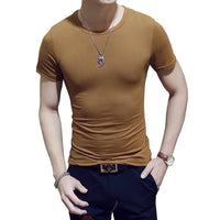 Men's Casual Cotton Jersey T-shirt with V or O-Neck in 10 Solid Colors