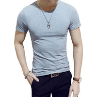 Men's Casual Cotton Jersey T-shirt with V or O-Neck in 10 Solid Colors
