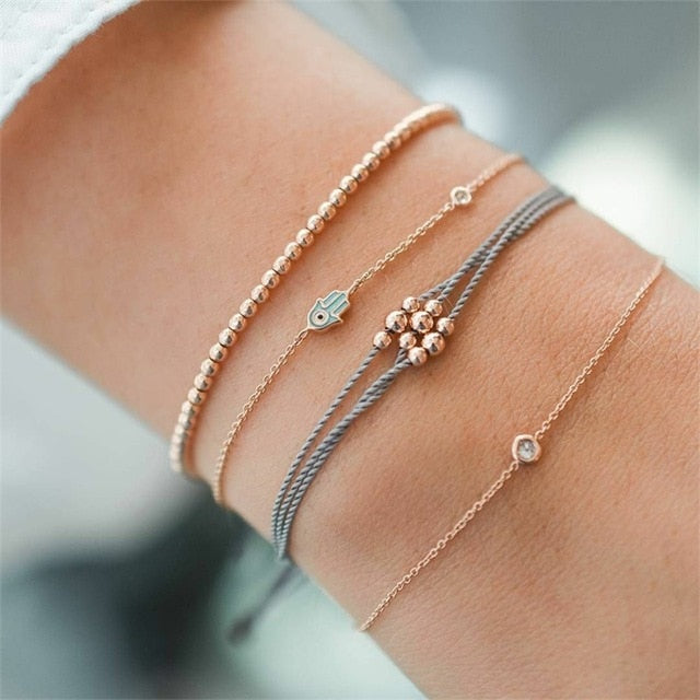 4 Pcs/set - Charm Bracelet Set With Lobster Clasp for Women and Girls