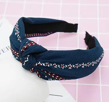 Top Knot Handmade Elastic Hair Bow/Headband for Women and Girls in Print Patterns