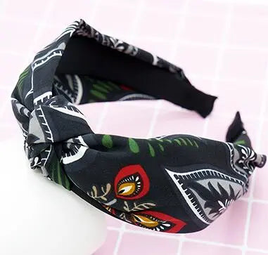 Top Knot Handmade Elastic Hair Bow/Headband for Women and Girls in Print Patterns