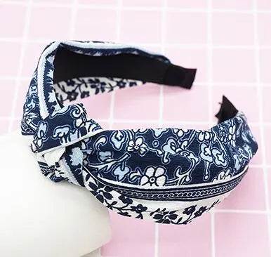 Top Knot Handmade Elastic Hair Bow/Headband for Women and Girls in Print Patterns