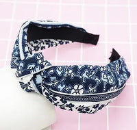 Top Knot Handmade Elastic Hair Bow/Headband for Women and Girls in Print Patterns