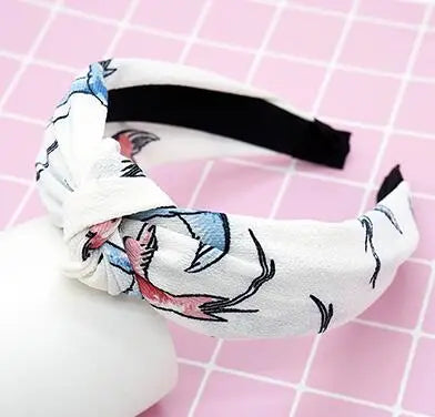 Top Knot Handmade Elastic Hair Bow/Headband for Women and Girls in Print Patterns