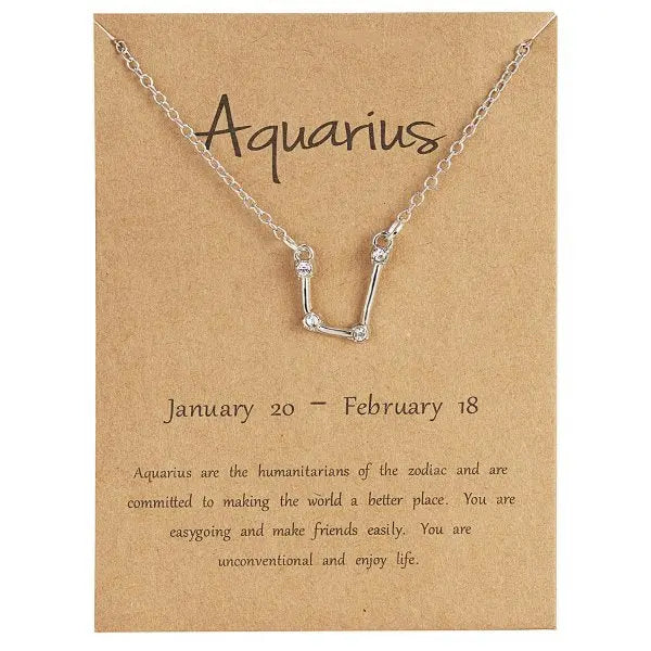 Zodiac Sign Necklace in Gold and Silver for Women and Men - 12 Constellation Signs