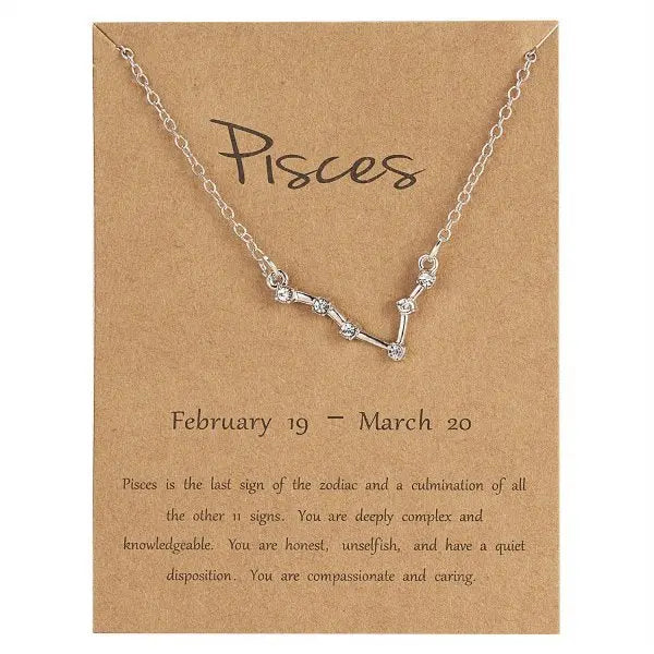 Zodiac Sign Necklace in Gold and Silver for Women and Men - 12 Constellation Signs