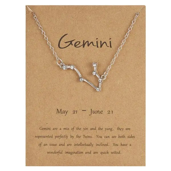 Zodiac Sign Necklace in Gold and Silver for Women and Men - 12 Constellation Signs