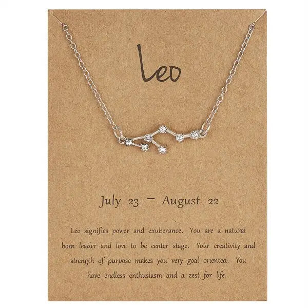 Zodiac Sign Necklace in Gold and Silver for Women and Men - 12 Constellation Signs