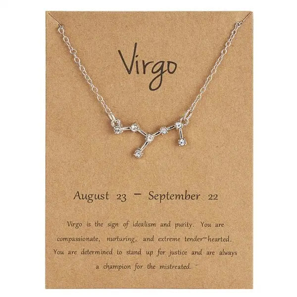 Zodiac Sign Necklace in Gold and Silver for Women and Men - 12 Constellation Signs