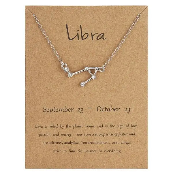 Zodiac Sign Necklace in Gold and Silver for Women and Men - 12 Constellation Signs