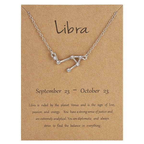 Zodiac Sign Necklace in Gold and Silver for Women and Men - 12 Constellation Signs