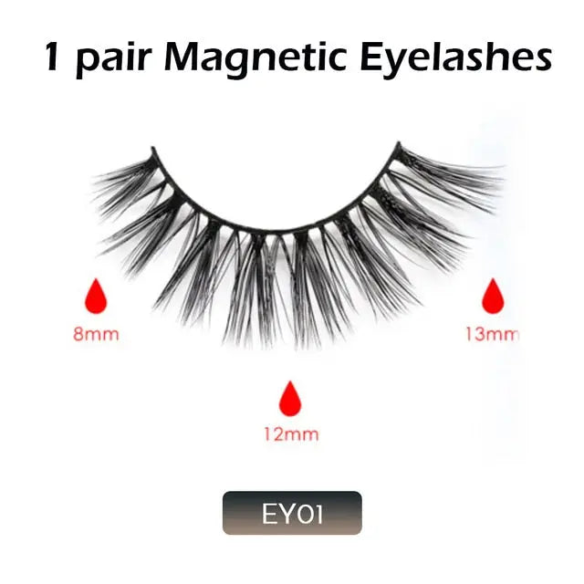 Double Layer Magnetic False Eyelashes & Eye Liner With Tweezers for Women and Girls