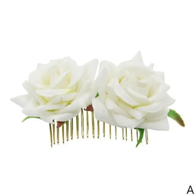 Romantic Rose Flower Hair Comb for Women and Girls in 5 Stunning Colors