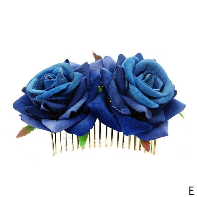 Romantic Rose Flower Hair Comb for Women and Girls in 5 Stunning Colors