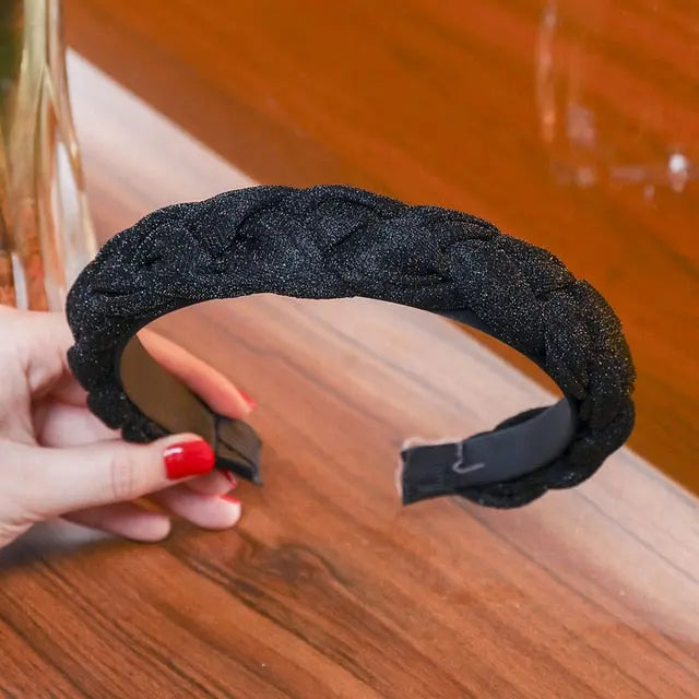Solid Color Velvet Braided Headbands for Women and Girls With Stay Put Teeth