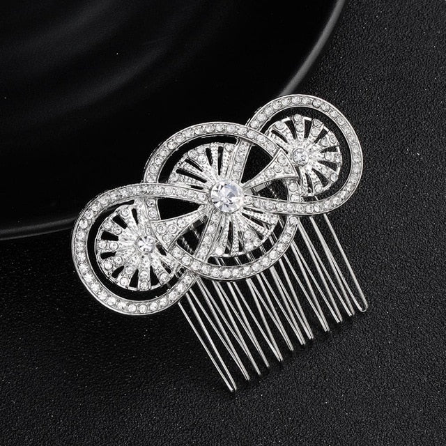 Crystal and Rhinestone Wedding Hair Combs for Women and Girls in a Flower/Leaf Pattern