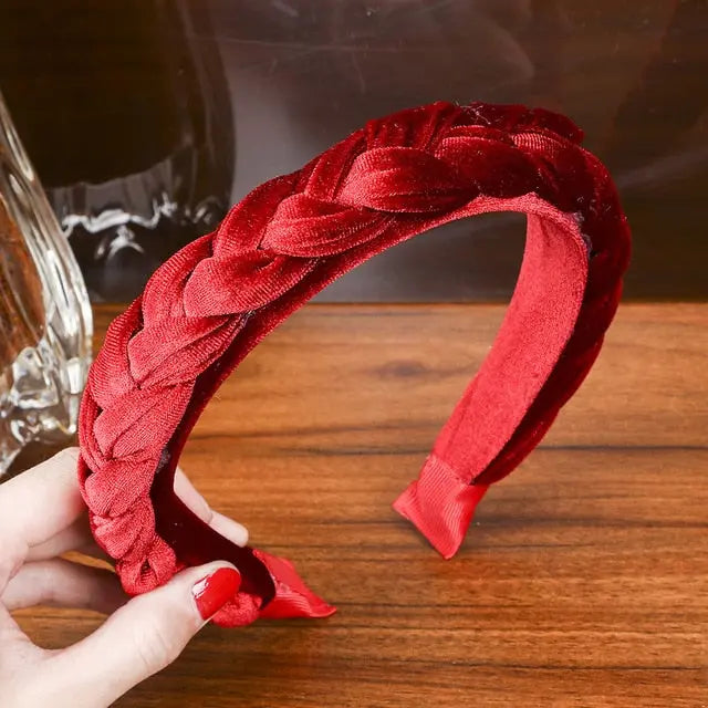 Solid Color Velvet Braided Headbands for Women and Girls With Stay Put Teeth