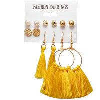 6 to 15 Tassel Earring, Long Drop Earring and Stud Earring Sets for Women and Girls