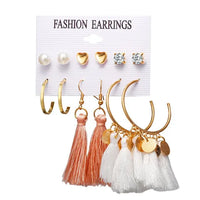 6 to 15 Tassel Earring, Long Drop Earring and Stud Earring Sets for Women and Girls