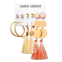 6 to 15 Tassel Earring, Long Drop Earring and Stud Earring Sets for Women and Girls