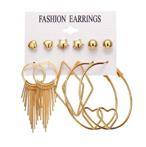 6 to 15 Tassel Earring, Long Drop Earring and Stud Earring Sets for Women and Girls