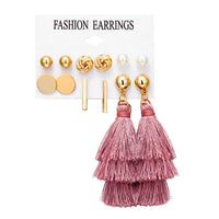 6 to 15 Tassel Earring, Long Drop Earring and Stud Earring Sets for Women and Girls