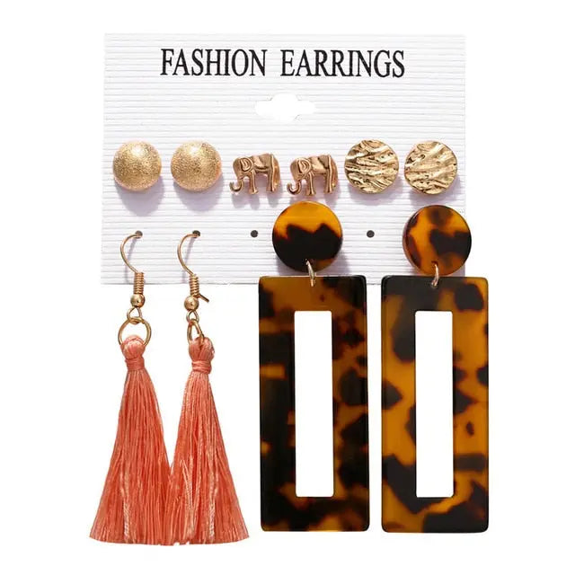6 to 15 Tassel Earring, Long Drop Earring and Stud Earring Sets for Women and Girls