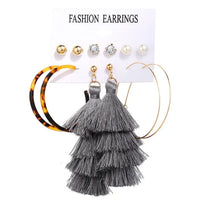 6 to 15 Tassel Earring, Long Drop Earring and Stud Earring Sets for Women and Girls