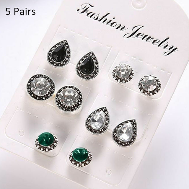 Crystal Stud earrings in Pearl, Flower, Diamond & Heart Patterns for Women and Girls