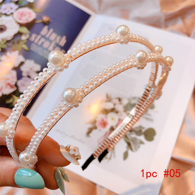 Beautiful Beaded Imitation Pearl Hair Bands for Women & Girls - Light Weight in Six Designs